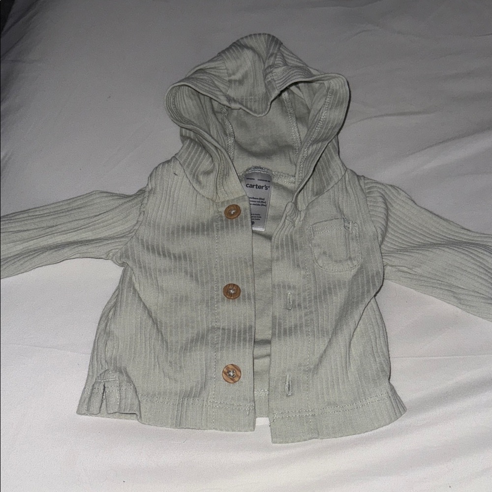 Carter's Light Gray Hooded Kids Cardigan Matching Set